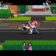 Kyoko holds an enemy down in the middle of the street while Misako winds up for a kick.